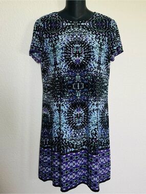 London Times Printed Petite Dress 10P